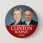 Hillary Clinton en Tim Kaine Jugate Photo Stars Ronde Button 7,6 Cm (Voorkant)