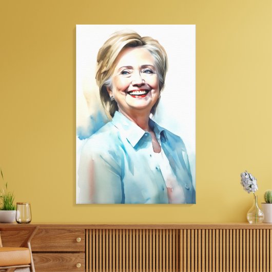 Hillary Clinton FFFA [Famous Figures Fine Art] Canvas Afdruk (Insitu (Woonkamer))