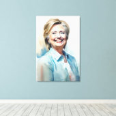 Hillary Clinton FFFA [Famous Figures Fine Art] Canvas Afdruk (Insitu (Houten vloer))
