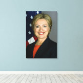 Hillary Clinton First Lady en minister van Buitenl Canvas Afdruk (Insitu (Houten vloer))