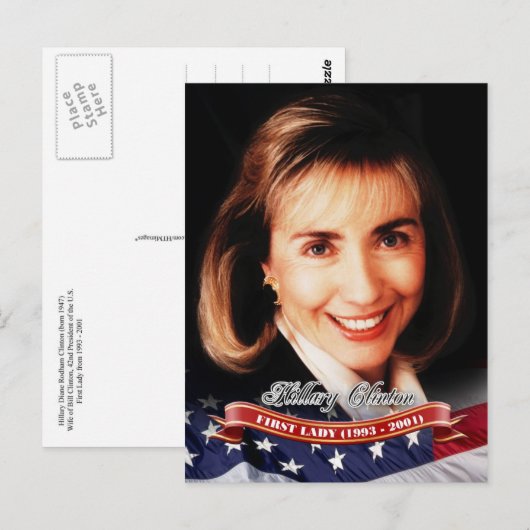 Hillary Clinton, First Lady van de VS Briefkaart (Voorkant / Achterkant)