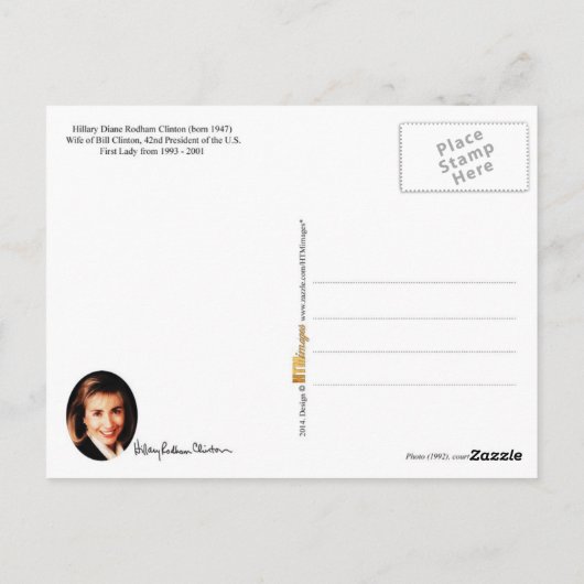 Hillary Clinton, First Lady van de VS Briefkaart (Achterkant)