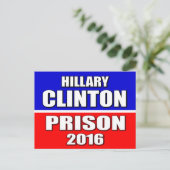 "HILLARY CLINTON FOR PRISON 2016" BRIEFKAART (Staand voorkant)
