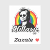 Hillary Clinton Gay Pride Sticker vertaling is Hil (Vel)