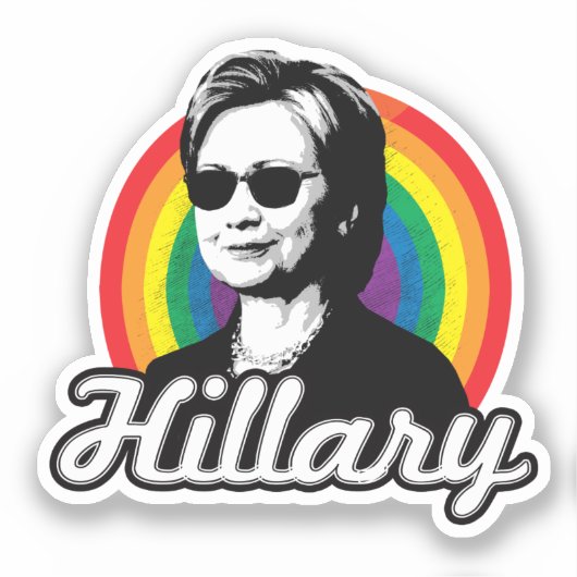 Hillary Clinton Gay Pride Sticker vertaling is Hil (Voorkant)
