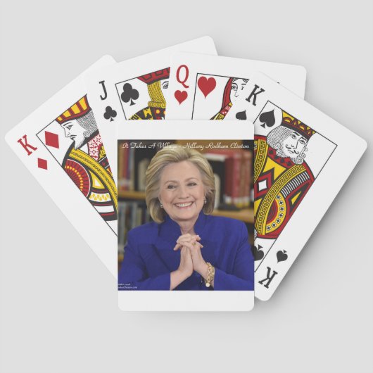 Hillary Clinton Het Dorp Neemt Een Kind Aan Pokerkaarten (Achterkant)