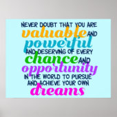 Hillary Clinton Inspirerend Dreams Quote Poster (Voorkant)