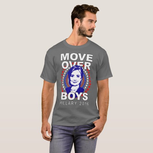 Hillary Clinton "Move Over Boys" Grey T-Shirt (Voorkant volledig)