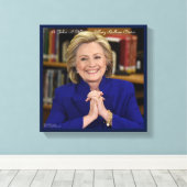 Hillary Clinton neemt een dorp canvas af Afdruk (Insitu (Houten vloer))