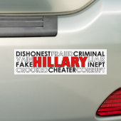 Hillary Clinton Negative Traits Bumpersticker (Op auto)