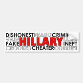 Hillary Clinton Negative Traits Bumpersticker (Voorkant)