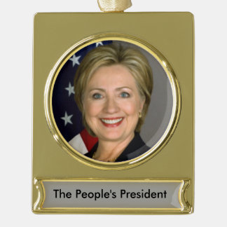 Hillary Clinton Ornament Verguld Banner Ornament
