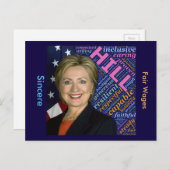 Hillary Clinton Pres, Flag & Caring WordBriefkaart Briefkaart (Voorkant / Achterkant)