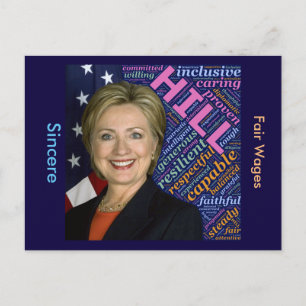 Hillary Clinton Pres, Flag & Caring WordBriefkaart Briefkaart