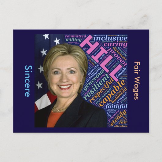 Hillary Clinton Pres, Flag & Caring WordBriefkaart Briefkaart (Voorkant)