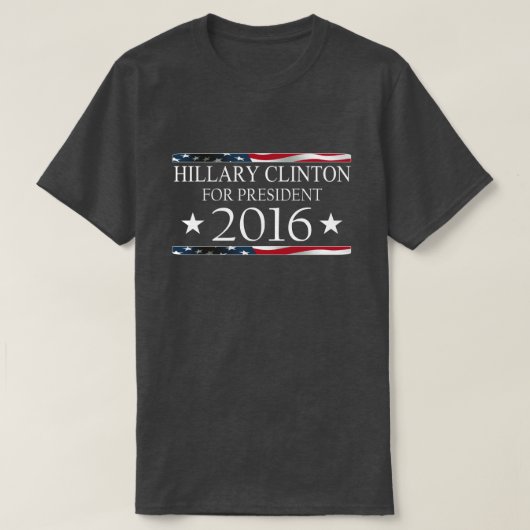 Hillary Clinton President 2016 Amerikaanse vlag T-shirt (Design voorkant)
