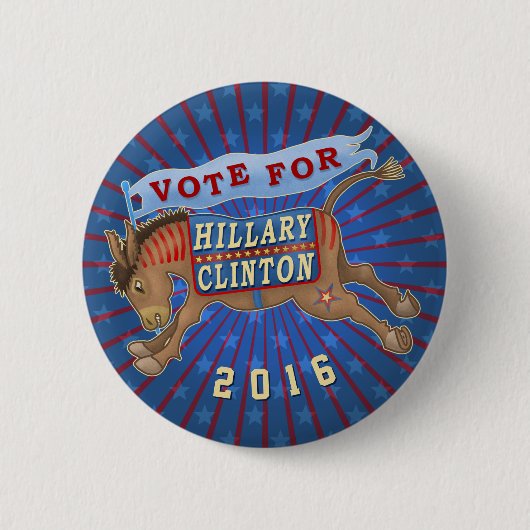 Hillary Clinton President 2016 Democraat Donkey 2 Ronde Button 5,7 Cm (Voorkant)