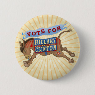 Hillary Clinton President 2016 Democraat Donkey Ronde Button 5,7 Cm