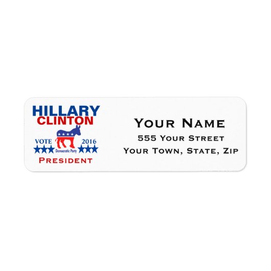 Hillary Clinton President 2016 Etiket (Voorkant)