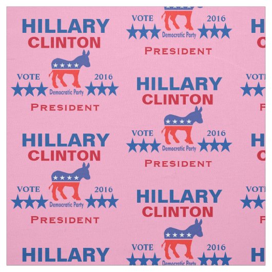 Hillary Clinton President 2016 Roze Stof (Swatch)