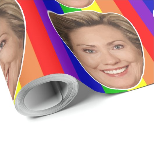 Hillary Clinton Rainbow Wrapping Paper Cadeaupapier (Rol Hoek)