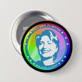 hillary clinton regenboog ronde button 7,6 cm (Voorkant /achterkant)