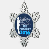 Hillary Clinton Silhouette President 2016 Tin Sneeuwvlok Ornament (Rechts)