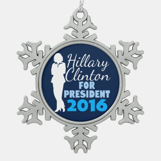 Hillary Clinton Silhouette President 2016 Tin Sneeuwvlok Ornament (Voorkant)