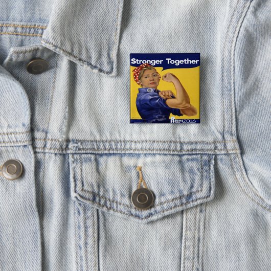 Hillary Clinton Stronger Together Vierkante Button 5,1 Cm (In situ)