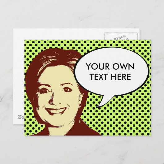HILLARY CLINTON TALK BUBBLE BRIEFKAART (Voorkant / Achterkant)