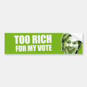 Hillary Clinton te rijke Bumpersticker (Voorkant)