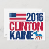 Hillary Clinton Tim Kaine 2016 Briefkaart (Voorkant / Achterkant)