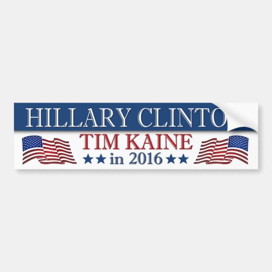 Hillary Clinton Tim Kaine 2016 Patriotic Bumpersticker (Voorkant)