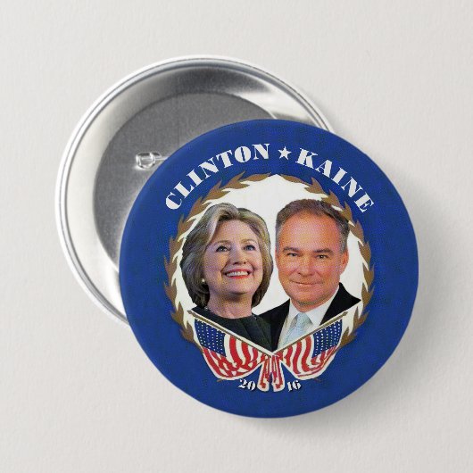 (Hillary) CLINTON * (Tim KAINE) Ronde Button 7,6 Cm (Voorkant /achterkant)