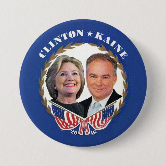 (Hillary) CLINTON * (Tim KAINE) Ronde Button 7,6 Cm (Voorkant)