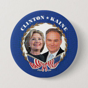 (Hillary) CLINTON * (Tim KAINE) Ronde Button 7,6 Cm