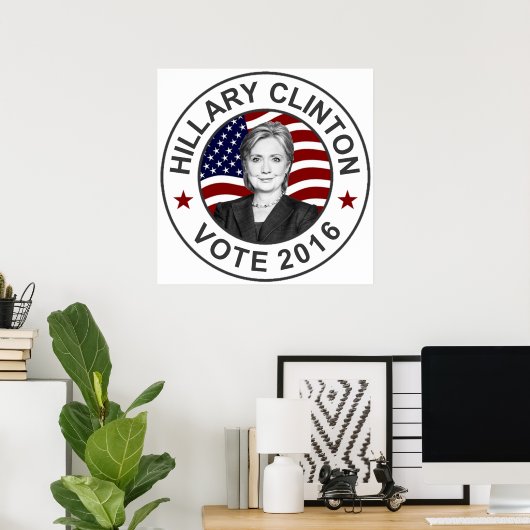 Hillary Clinton US Flag Poster (Thuiskantoor)