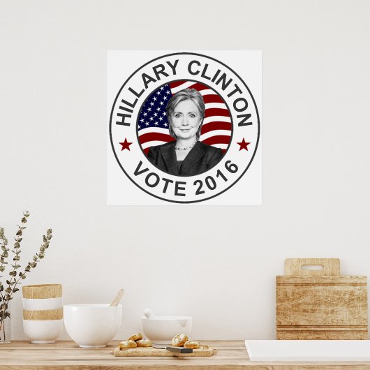 Hillary Clinton US Flag Poster (Keuken)