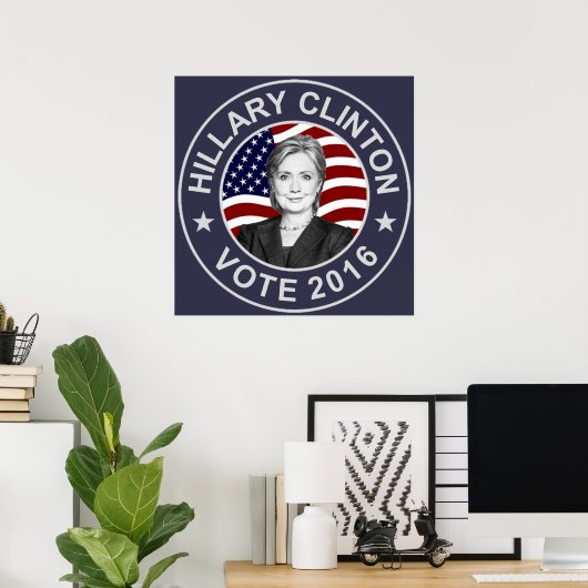 Hillary Clinton US Flag Poster (Thuiskantoor)