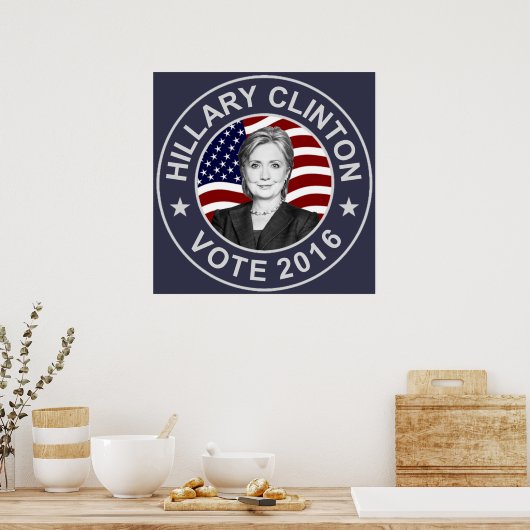 Hillary Clinton US Flag Poster (Keuken)
