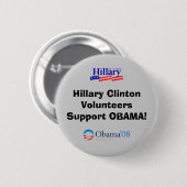 Hillary Clinton Volunteers ondersteunen Obama Ronde Button 5,7 Cm (Voorkant /achterkant)