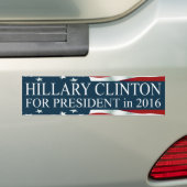 Hillary Clinton voor President 2016 Bumpersticker (Op auto)