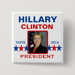 Hillary Clinton voor President 2016 Vierkante Button 5,1 Cm