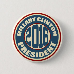 Hillary Clinton voor President in 2016 Ronde Button 5,7 Cm