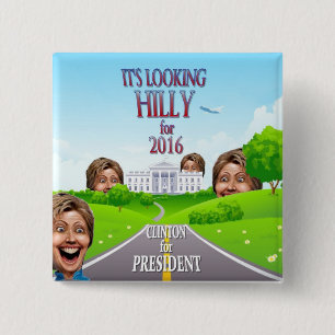Hillary Clinton voor President in 2016 Vierkante Button 5,1 Cm