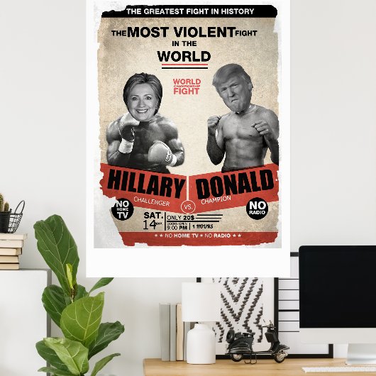 Hillary Clinton vs. Donald Trump 2016 Poster (Thuiskantoor)