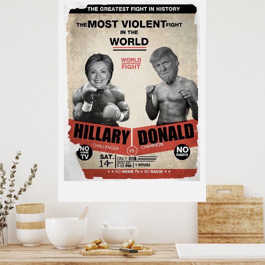 Hillary Clinton vs. Donald Trump 2016 Poster (Keuken)