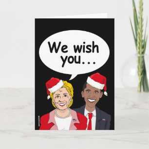 Hillary en Obama Kerstkaart - We wensen u veel suc Feestdagen Kaart