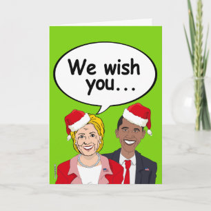 Hillary en Obama Kerstmis Kaart - We wensen u Ame