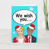 Hillary en Obama Kerstmis Kaart - We wensen u Ame (Voorkant)